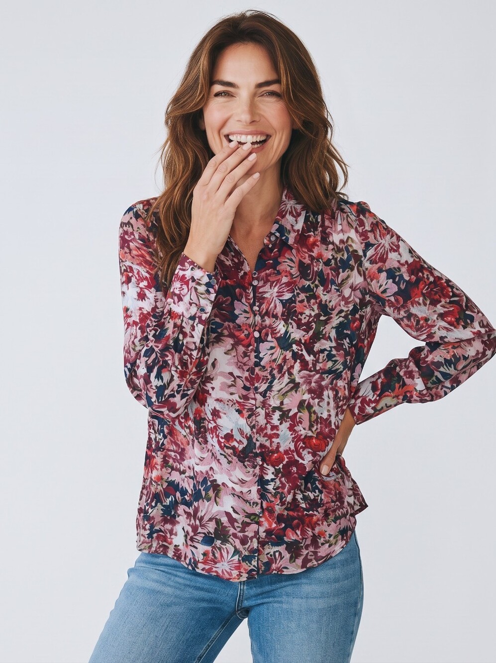 Rose & Olive Floral Long Sleeve Blouse
